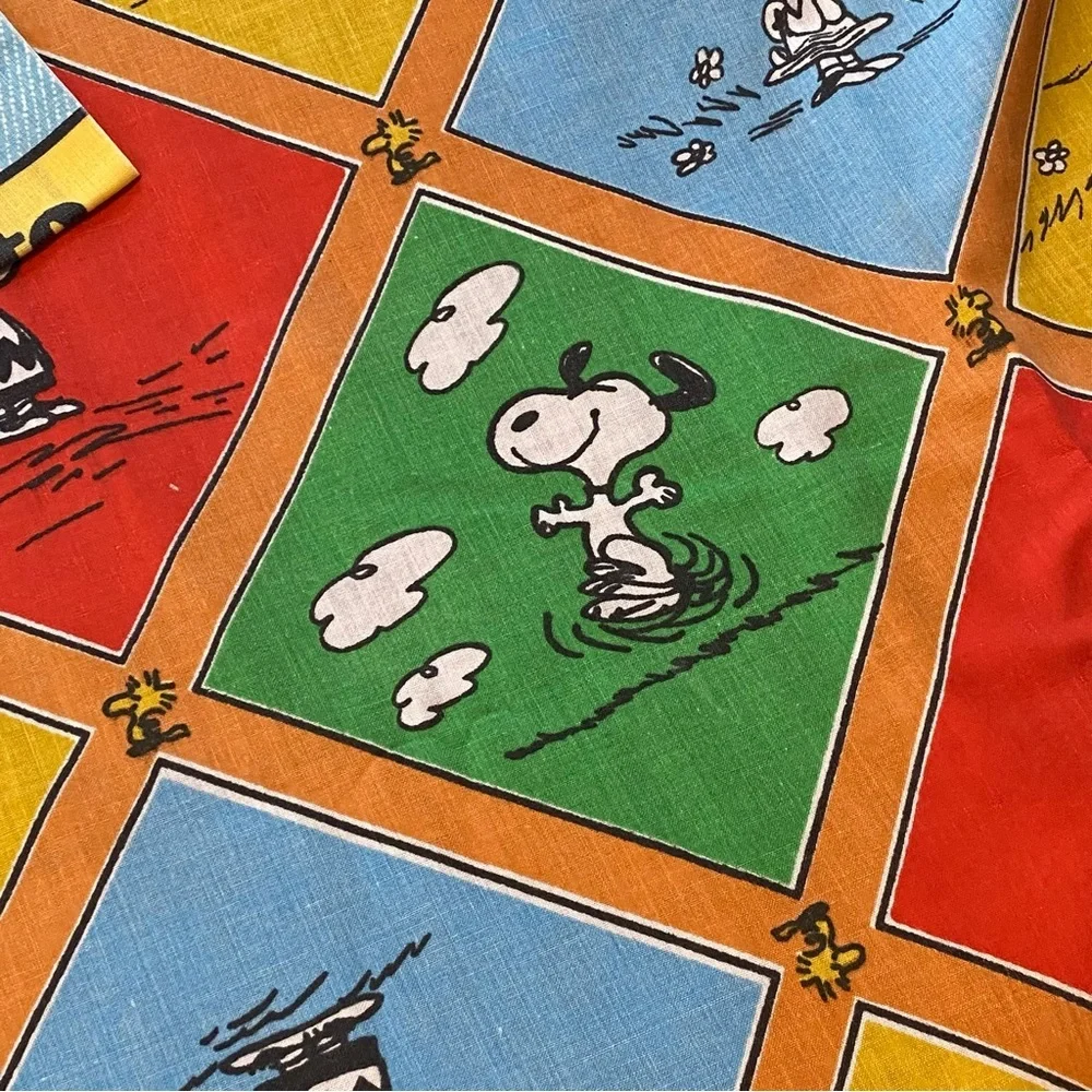 Vtg Peanuts Charlie Brown Snoopy Twin Flat Sheet & Pillow Case Colorful Quotes